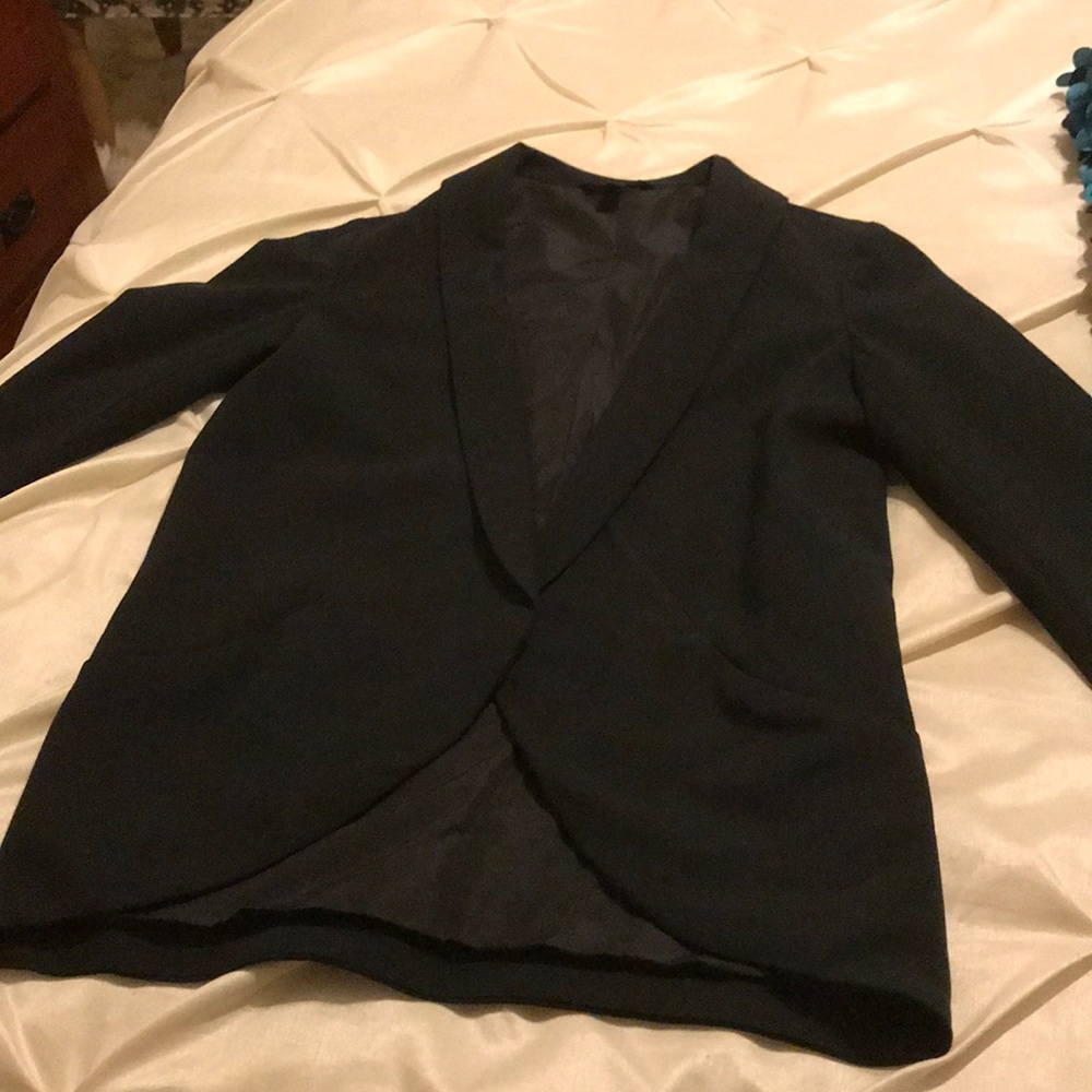 Banana Republic Black Draped Open-Front Blazer